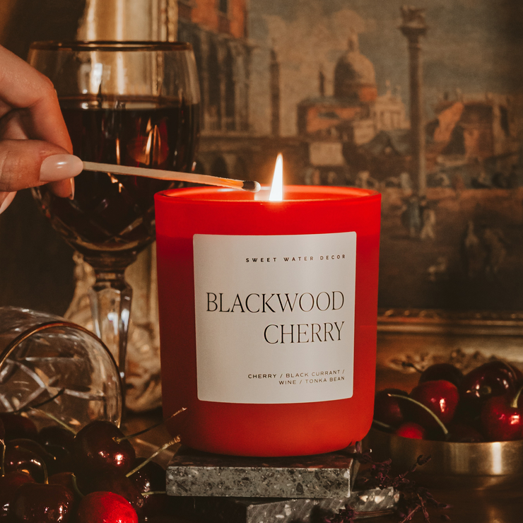 Blackwood Cherry Soy Candle - Red Matte Jar - 15 oz