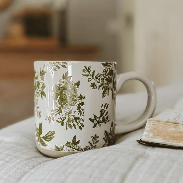 Green Delft 14oz. Stoneware Coffee Mug