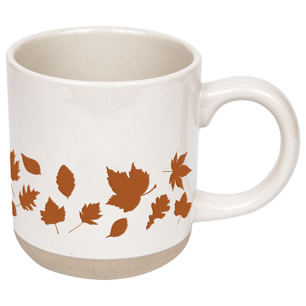 Orange Leaves 14oz. Cream Stoneware Coffee Mug
