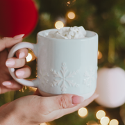 Snowflakes 14oz. Blue Stoneware Coffee Mug