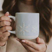 Snowflakes 14oz. Blue Stoneware Coffee Mug