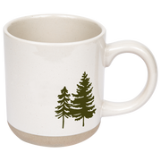 Green Trees 14oz. Cream Stoneware Coffee Mug