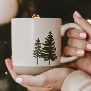 Green Trees 14oz. Cream Stoneware Coffee Mug