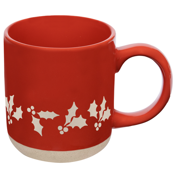 Holly 14oz. Red Stoneware Coffee Mug