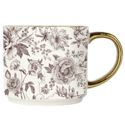 Brown Delft 14oz. Gold Handle Coffee Mug