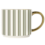 Green Stripe 14oz. Gold Handle Coffee Mug