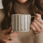 Green Stripe 14oz. Gold Handle Coffee Mug