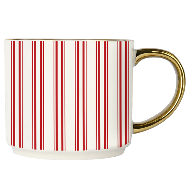 Red Stripe 14oz. Gold Handle Coffee Mug