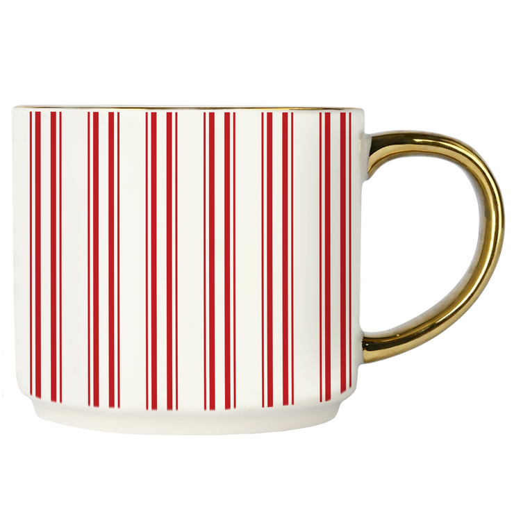 Red Stripe 14oz. Gold Handle Coffee Mug