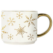 Gold Snowflakes 14oz. Gold Handle Coffee Mug