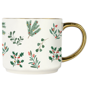 Holiday Greenery 14oz. Gold Handle Coffee Mug