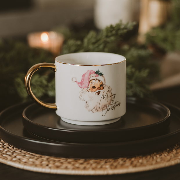 Vintage Santa 14oz. Gold Handle Coffee Mug