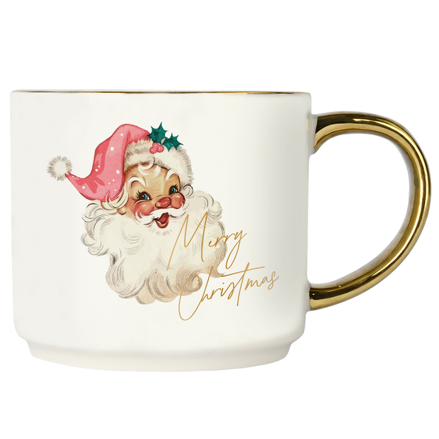 Vintage Santa 14oz. Gold Handle Coffee Mug