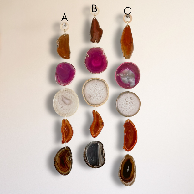 Amber, White & Brown Agate Garland – Canyon Blush Boho Wall Hanging