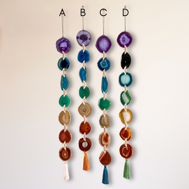 Chakra Rainbow Agate Garland – Boho Wall Hanging (Batch No. 2)