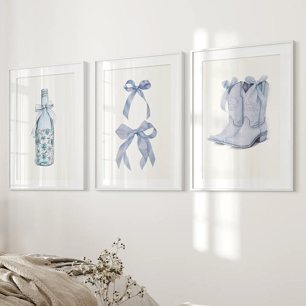 Preppy Aesthetic Dorm Decor Blue Wall Art Prints
