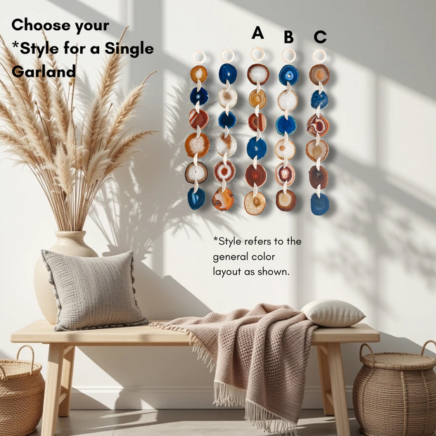 Desert Flame Agate Garland – Handcrafted Boho Wall Hanging (Single or Set)