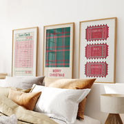 Christmas Wall Art Set. Guest Check, Santa Tickets