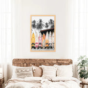 Tropical Beach Life Theme. Orange Surfboards Print