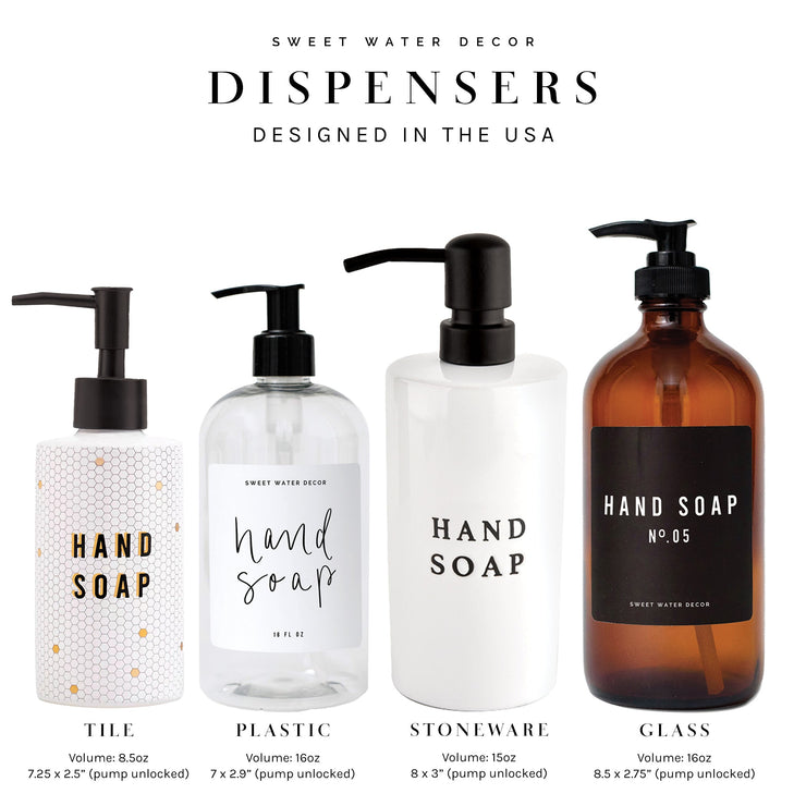 15oz Black Stoneware Hand Soap Dispenser