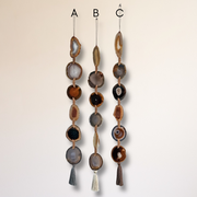 Natural, Gray & Cream Agate Garland – Moody Umber Boho Wall Hanging (Batch No. 3)