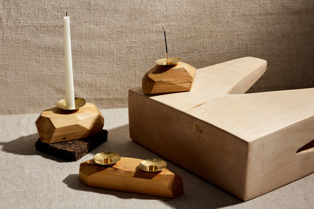 Wood Incense and Candle Holder by Dor+Kie