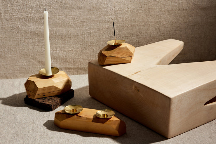 Wood Incense and Candle Holder by Dor+Kie