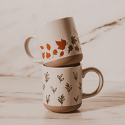 Orange Leaves 14oz. Cream Stoneware Coffee Mug
