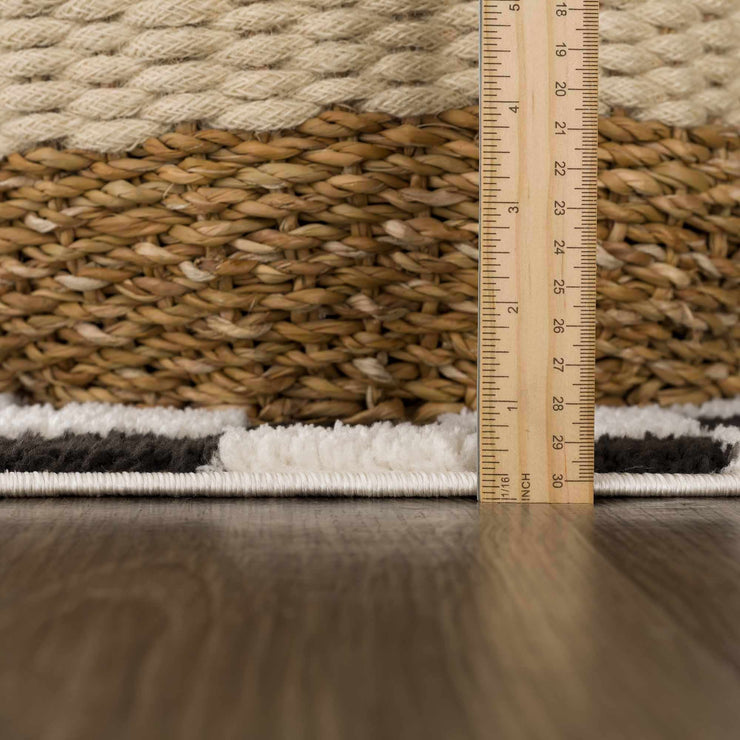 Lajos Black & White Checkered Plush Rug