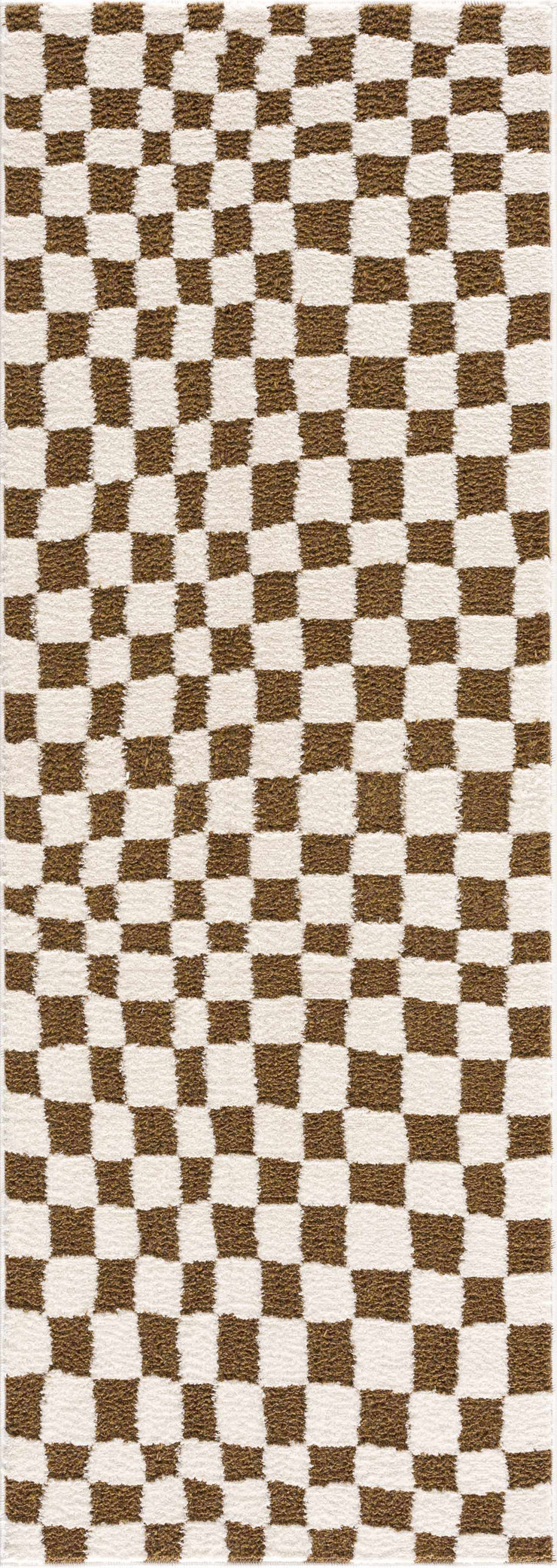 Lajos Brown Checkered Shag Rug