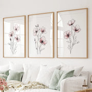 Floral Minimalist Art Posters. 3 Piece Wall Decor