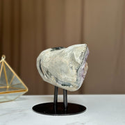 Rare Find Crystal Formations, Amethyst Geode with colorful microcrystals, calcite and quartz, piece with Stand for collectors