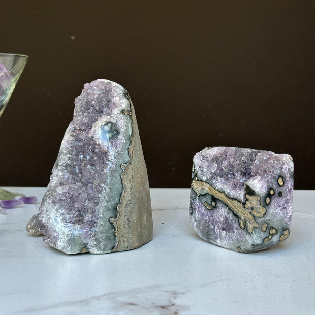 Stunning Amethyst Clusters with Agate Formation, 2 pieces 3 Lbs