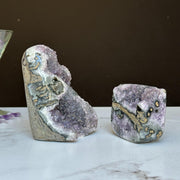 Stunning Amethyst Clusters with Agate Formation, 2 pieces 3 Lbs