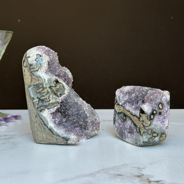 Stunning Amethyst Clusters with Agate Formation, 2 pieces 3 Lbs