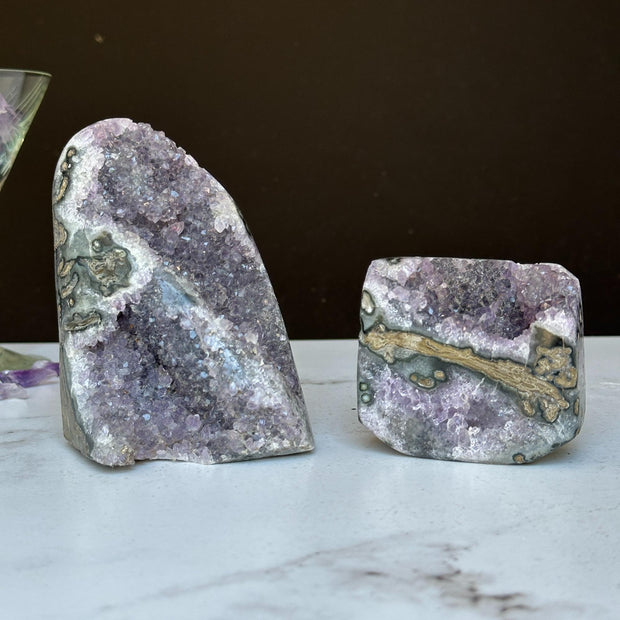 Stunning Amethyst Clusters with Agate Formation, 2 pieces 3 Lbs