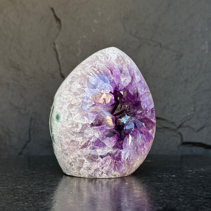 Crystal Geode, home decor with crystals, quartz and amethyst find, Amethyst with agate egg shaped