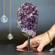 Amethyst Crystal Decor Piece, Galaxy Amethyst with metallic base included, Amethyst crystal for home decoration