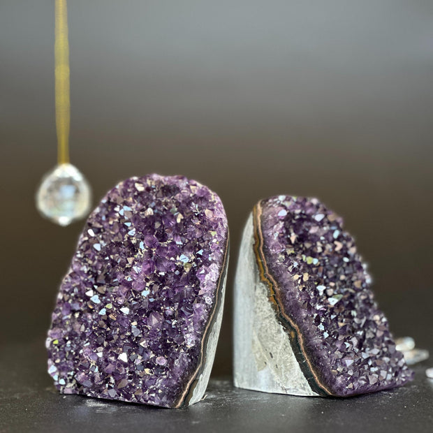 Amethyst point set of 2, amethysts for meditation altar, anxiety crystals