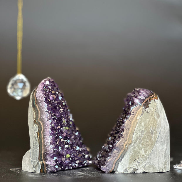 Amethyst point set of 2, amethysts for meditation altar, anxiety crystals
