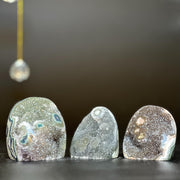 Rare rainbow amethysts set of 3, colorful druzy amethysts, freeform sugar crystals, home decor crystals