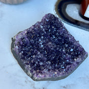 Flat amethyst raw purple crystal cluster