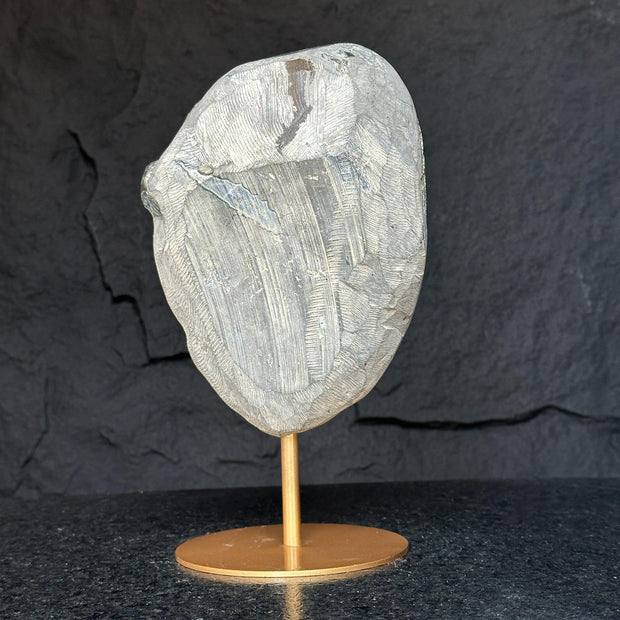 Large Amethyst Geode Crystal, Deep Purple Amethyst on modern gold stand