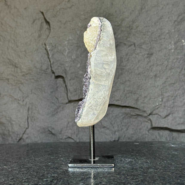 Natural Amethyst Geode, Galaxy Crystal on Metal Stand