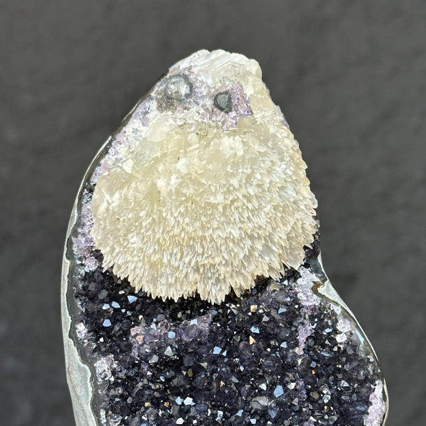 Natural Amethyst Geode, Galaxy Crystal on Metal Stand