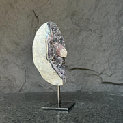 Amethyst with rare formations on a metal pedestal , high quality amethyst crystal from Uruguay