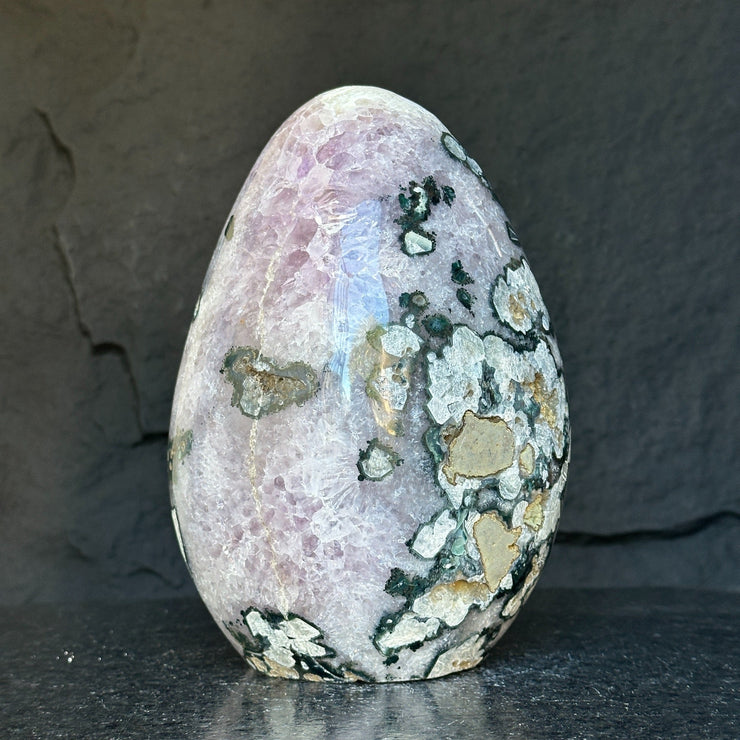 Amethyst Geode Crystal Egg with incredible Agate formations, Natural cave shaped polished agate stone