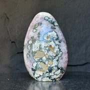 Amethyst Geode Crystal Egg with incredible Agate formations, Natural cave shaped polished agate stone