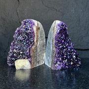 Amethyst bookends, One of a kind set of amethyst and agate geode crystals