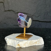 Amethyst on Stand SET, 4 in Crystals with metallic base, Unique home decoration, mineral formations, perfect gift for crystal lovers